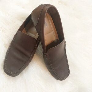 Alfani Brown Leather Loafers Slip Ons
